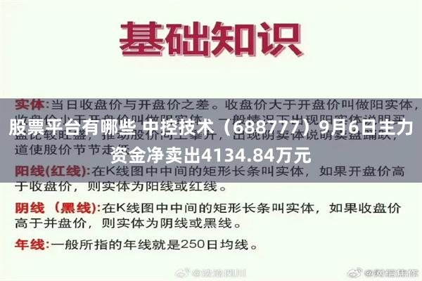 股票平台有哪些 中控技术（688777）9月6日主力资金净卖出4134.84万元