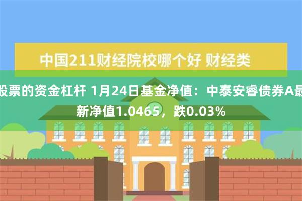 股票的资金杠杆 1月24日基金净值：中泰安睿债券A最新净值1.0465，跌0.03%